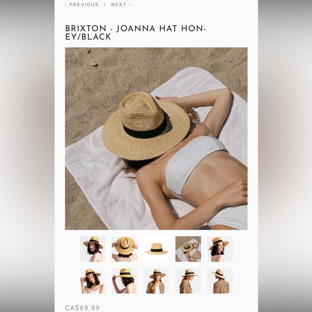 Brixton Joanna Straw Sun Hat in Honey with Black Band